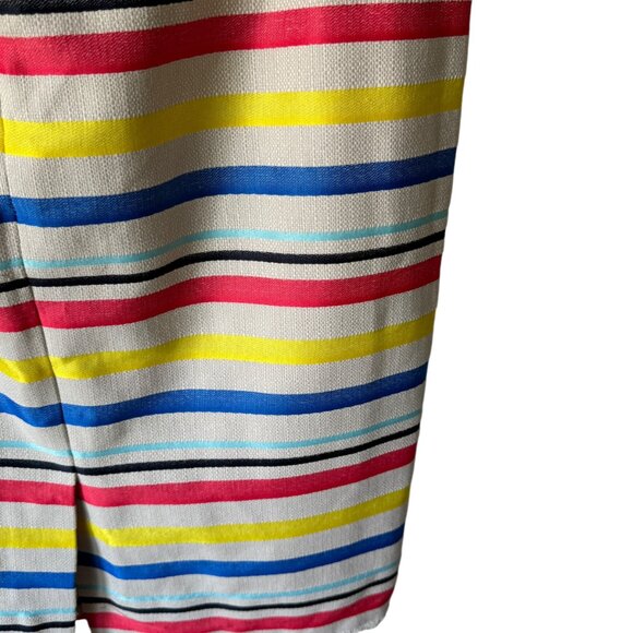 J. Crew Colorful Jacquard Stripe Pencil Skirt Straight Skirt Lined Fringe Hem - Picture 8 of 16